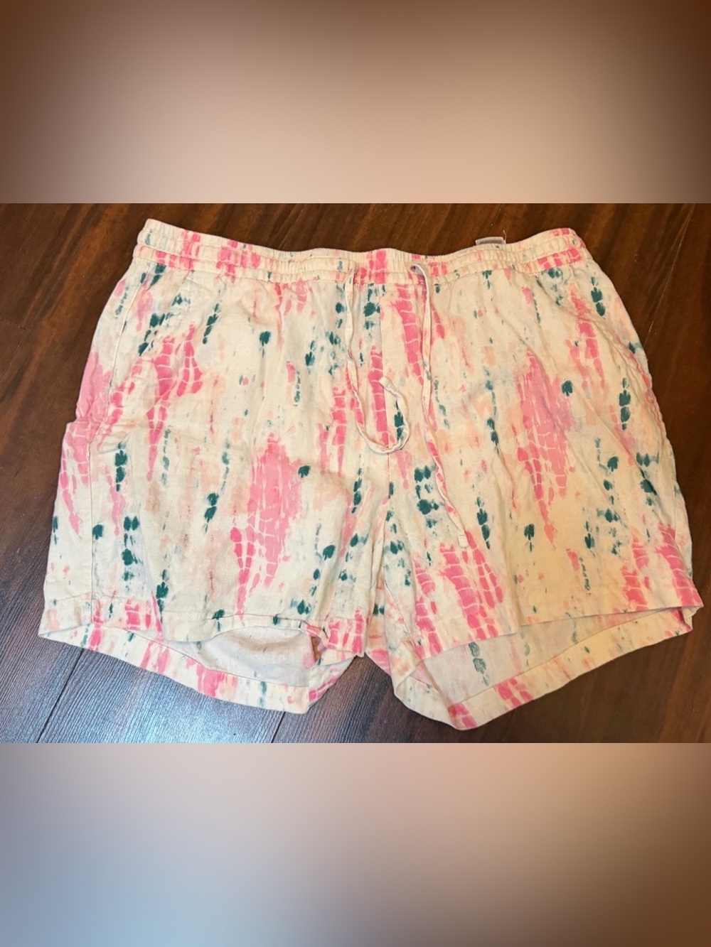 Old Navy Pink and Teal Tie-Dye Athletic Shorts